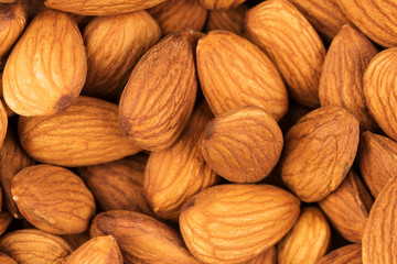 Background Lot of selected almond close up