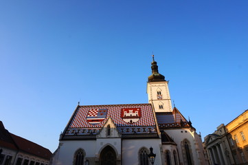 Zagreb, Croaita, 16 OCT 2019 : Front of St. Mark's Church