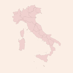 Italy political map with provinces graphics design. Vintage pink shade background vector. Perfect for business concepts, backgrounds, backdrop, banner, poster, sticker, label and wallpapers.