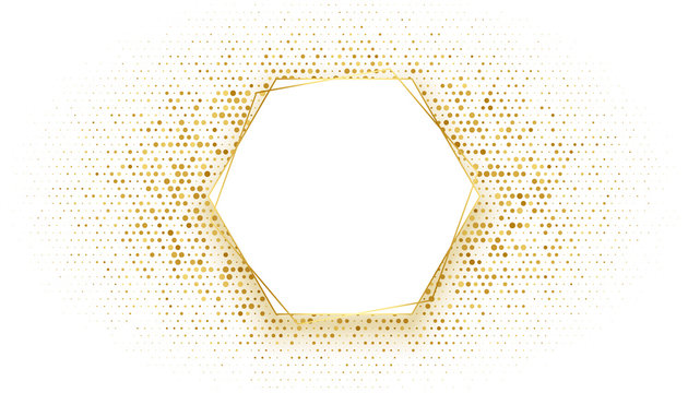 golden hexagonal frame with glitter background design