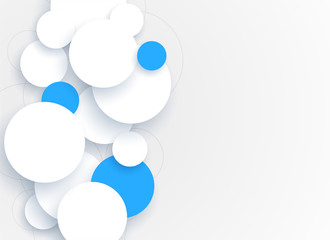 abstract 3d circles white and blue background