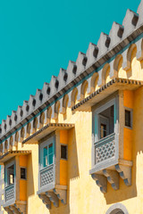 Architectural detail of the Pena National Palace in Sintra, Portugal. A UNESCO World Heritage Site.