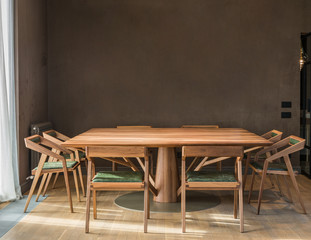 Interior of a dining room in luxury apartment