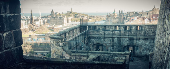 View of Edinburgh from the lower defences at Edinburgh Castle, Scotland