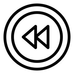 Rewind icon in trendy line style. Backward, go back, playback signs. Media player symbol. Back arrow icon illustration for website, app and logo design.