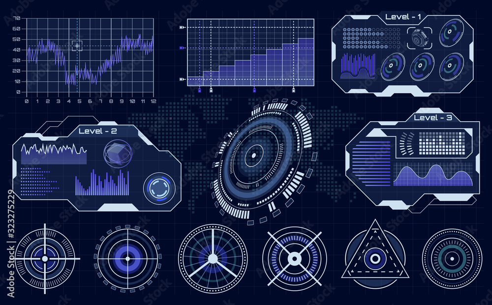Aufkleber futuristic hud interface. technological hud hologram, loading diagnostic display, digital infographi