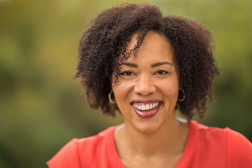 Confident Happy African American Woman Smiling Outside