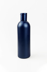 blue bottle of cosmetic blank package on the white background