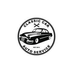 Obraz premium classic car auto service badge vector logo design