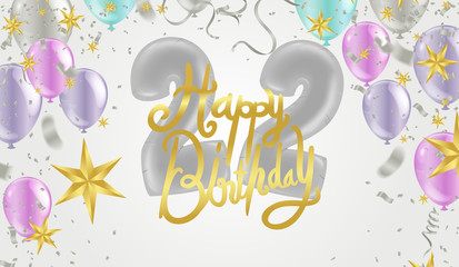 Naklejka premium 22th Birthday party balloons and decoration background