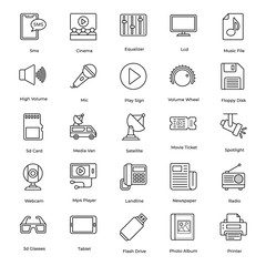  Multimedia Equipment Line Icons Pack 