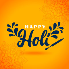 traditional happy holi festival yellow background design