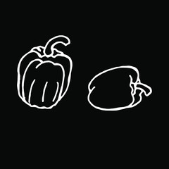  Vector illustration.Close-up vegetable pepper on an isolated black background.