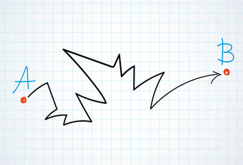 Line from point A to point B. Vector drawing