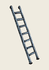 Folding stepladder. Vector drawing icon