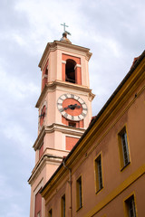 Fototapeta na wymiar Rusca palace and its pink bell tower, Nice, France