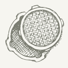 Round manhole cover. Vector drawing
