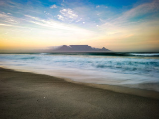 Fototapeta na wymiar South African Sunset Sunrise sandy coast Cape Town South Africa