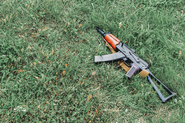 Kalashnikov AK47 on the grass