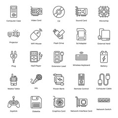  Hardware Devices Line Vectors Pack 