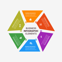 Business infographics. Timeline with 3, 4, 5, 6 steps, circles, rings. Vector linear infographic element.