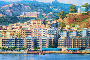 Fototapeta na wymiar Cityscape of Messina and Mediterranean Sea Sicily