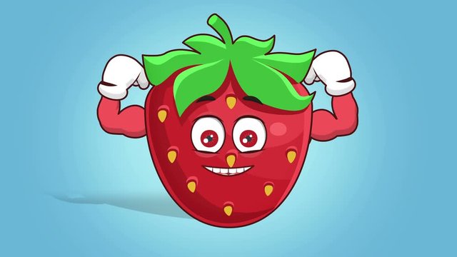 Cartoon Strawberry Face Animation Power Strength with Luma Matte