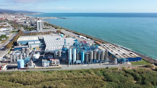 Top view of the chemical plant and the surrounding area