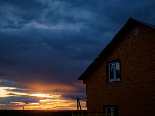 bright summer sunset in the countryside, Russia