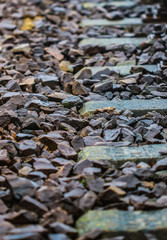 Track bed gravel and backing