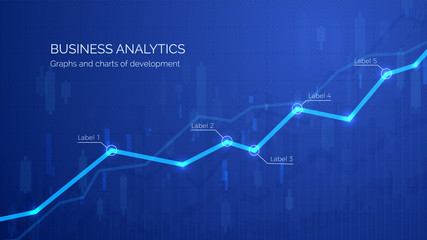 Monitoring finance profit and statistic. Graph chart of stock market investment trading. Abstract analisys and statistic diagram. vector illustration