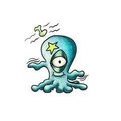 smiling monster dancing to music