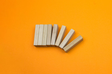 illustration photo of destroy wooden blocks on the orange background
