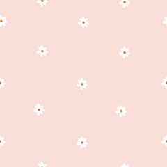 Repeat Daisy Wildflower Pattern with light pink background. Seamless floral pattern. blue Daisy. Stylish repeating texture. Repeating texture. 