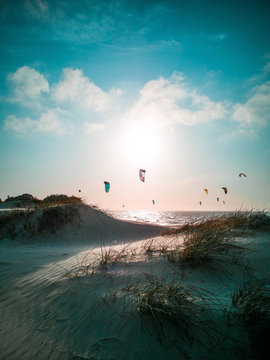Kite Surf Colorful Sunset Clouds Cape Town, South Africa