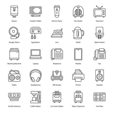  Electronic Devices Line Vectors Set 