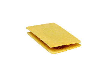 Crackers with Pineapple Jam on white background
