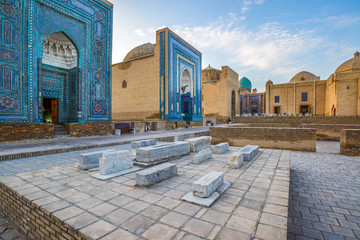Architecture of Shah-i-Zinda ensemble, Samarkand, Uzbekistan