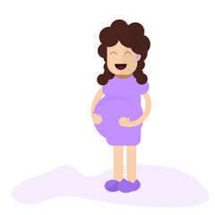 Vector illustration of a happy pregnant woman. Great gestational age. Pregnant belly. the happiness of being a mom. expectant mother. 