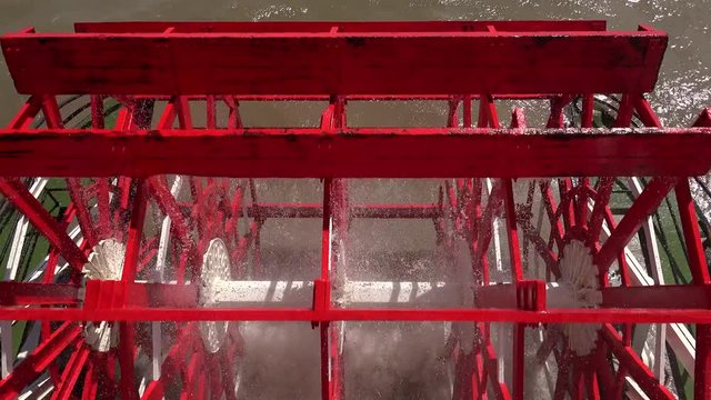Working paddlewheel of the steamboat. New Orleans, Louisiana, USA