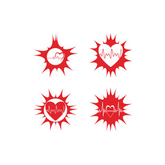 Set Heart pulse Logo Template vector symbol