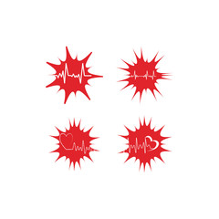 Set Heart pulse Logo Template vector symbol