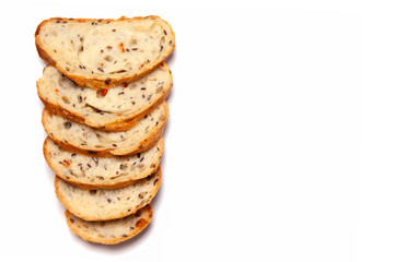 Sliced cereal bread isolated on white background