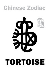 Obraz premium Astrology Alphabet: TORTOISE / TURTLE [龜] sign of Chinese Zodiac. Also: Black Tortoise (