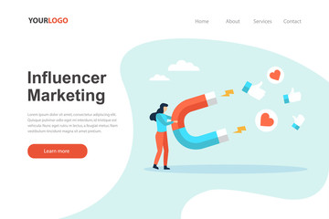 Influence marketing landing page website