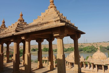 Bada Bagh ancient Hindu cenotaphs complex. near Jaisalmer. Tour of Rajasthan. India