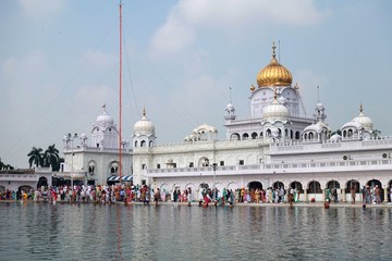 Patiala, Punjab / India - 09.25.2019 Dome of Gurdwara Dukh Nivaran Sahib at Patiala city. Punjab...