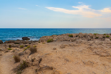 Fototapeta na wymiar Rocky beach of Mediterranean Sea