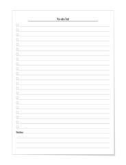 Vector to-do list template for daily or weekly planner