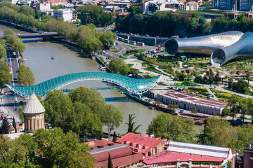 Panorama view of Tbilisi, capital of Georgia country. View from Funicular railway from Rike Park to Narikala Fortress © Nikolai Korzhov